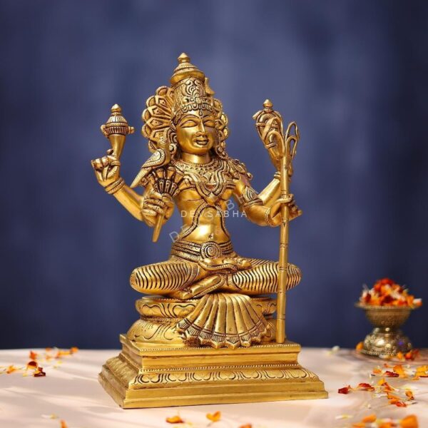 Brass Kamakshi Amma Idol 12.3 Inches for Home and Decor