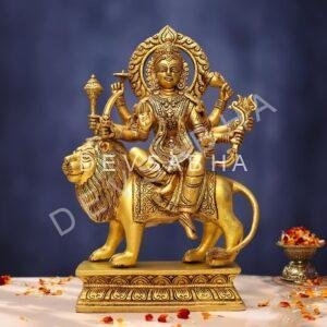 Brass Durga Idol 14.3 Inches Beautiful Statue