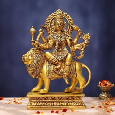 Brass Durga Idol 14.3 Inches Beautiful Statue