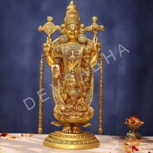 Brass Tirupati Balaji Weds Padmavati Idol 18.6 Inches for Home Decor