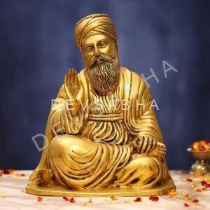 Brass Guru Nanak Ji Idol 13.5 Inches for Home and Office Decor