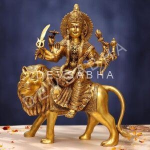 Brass Durga Idol 16.7 Inches Beautiful Hindu Goddess Statue for Decor