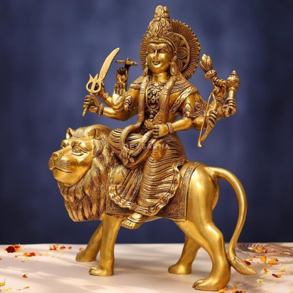Brass Durga Idol 16.7 Inches Beautiful Hindu Goddess Statue for Decor