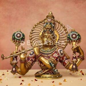 Brass colourful Lord Krishna Idol 13.8 Inches