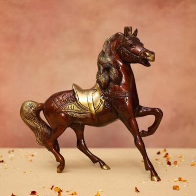Brass Horse Statue 13.2 Inches for Home and Office Decor