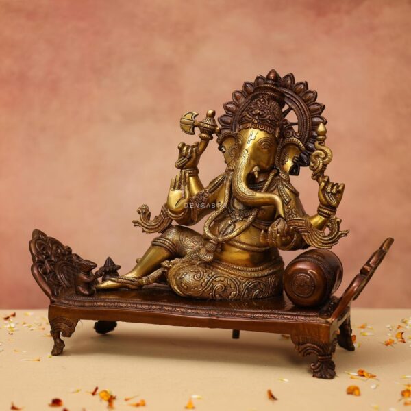 Brass sofa Ganesh Idol 13.2 Inches