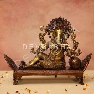 Brass sofa Ganesh Idol 13.2 Inches