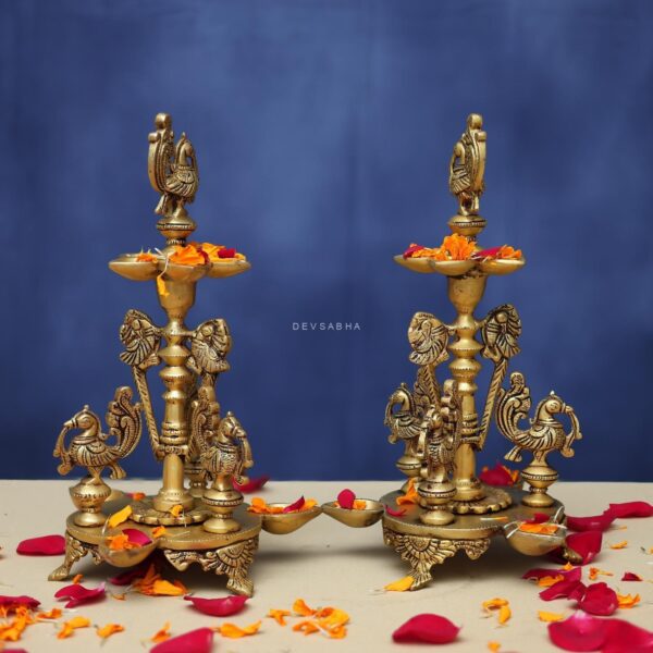 Brass Deepak Set 11.5 Inches for Home and Decor