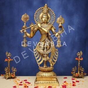 Brass Lord Krishna Idol 31 Inches