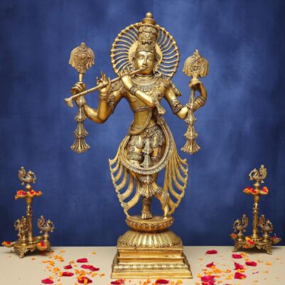 Brass Lord Krishna Idol 31 Inches