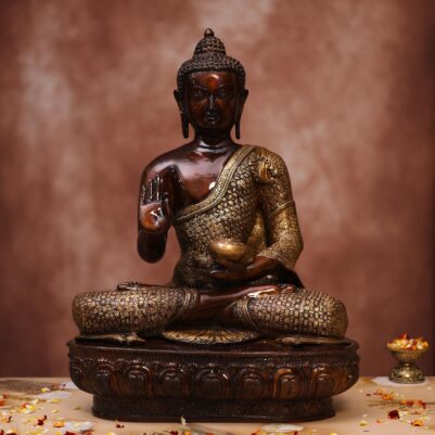 Brass antique finish buddha statue height 23 inches
