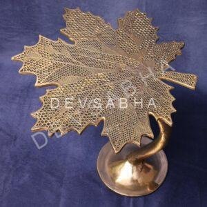 Brass Leaf Stool 15.7 Inches Height for Home and Decor