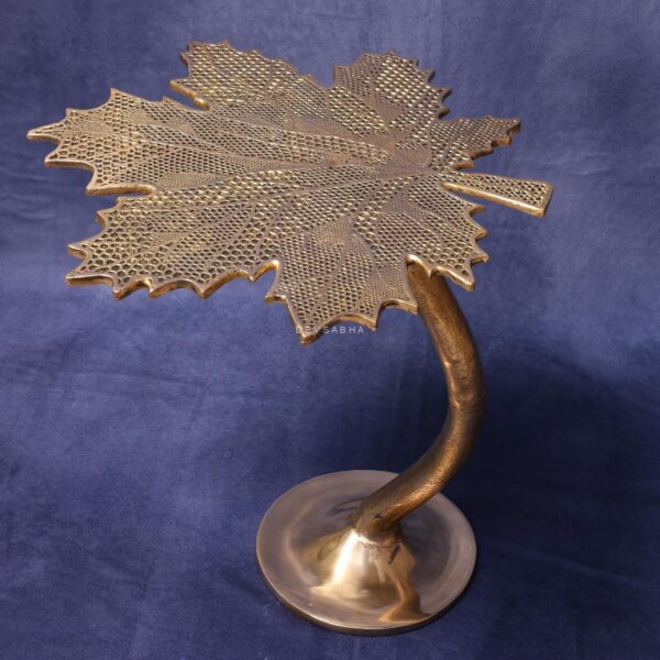 Brass Leaf Stool 15.7 Inches Height for Home and Decor