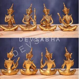 Brass Lady Musician Idol Set 7.5 Inches Height for Home Decor