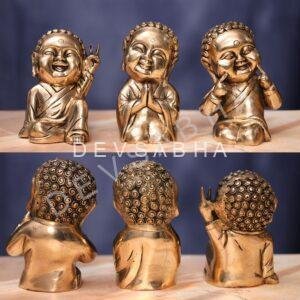 Brass Laughing Baby Idol Set 6.8 Inches Height for Home and Decor