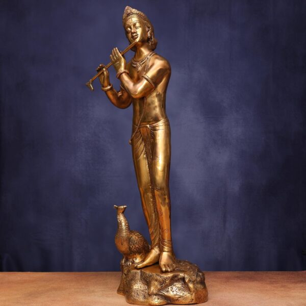 Brass Lord Krishna Idol 28.5 Inches Height