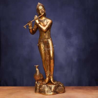 Brass Lord Krishna Idol 28.5 Inches Height