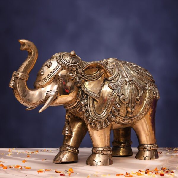 Antique Brass Elephant – 12 Inch Handcrafted Decorative Statue