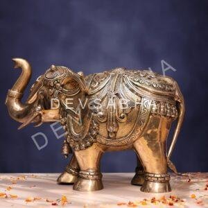 Antique Brass Elephant – 12 Inch Handcrafted Decorative Statue