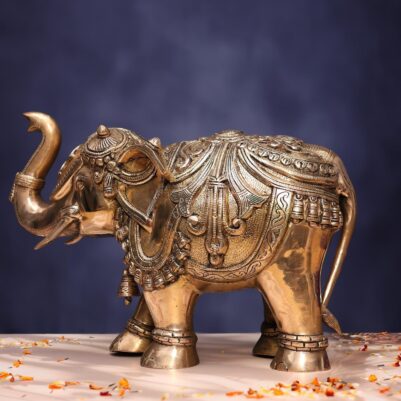 Antique Brass Elephant – 12 Inch Handcrafted Decorative Statue