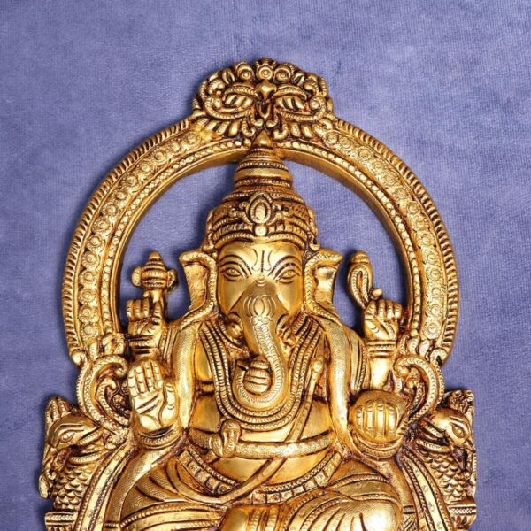 Brass Wall Hanging Ganesh Idol 11.5 Inches