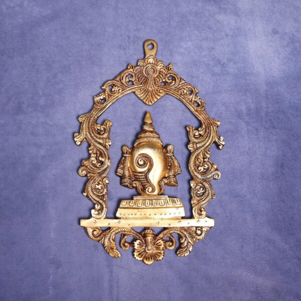 Brass Wall Hanging Sankha Chakra Namah Idol for Home Decor 12 Inch
