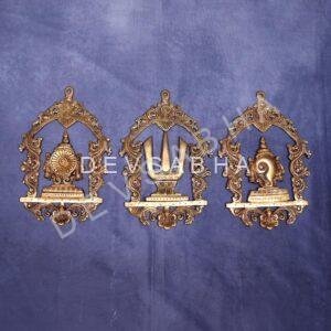 Brass Wall Hanging Sankha Chakra Namah Idol for Home Decor 12 Inch
