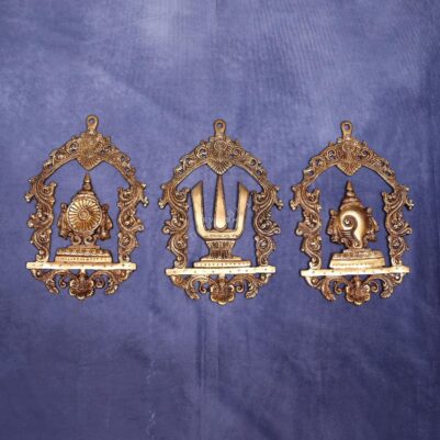 Brass Wall Hanging Sankha Chakra Namah Idol for Home Decor 12 Inch