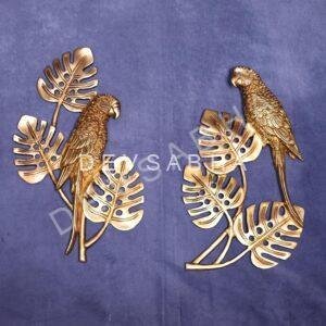 Brass Wall Hanging Parrot Pair Idol 13.5 Inch Home Decor