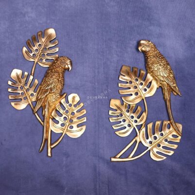 Brass Wall Hanging Parrot Pair Idol 13.5 Inch Home Decor