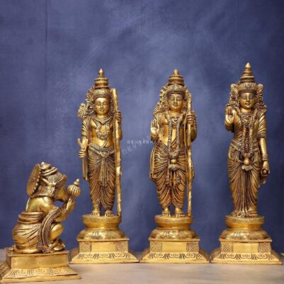 Brass Ram Darbar Idol 24 Inch Lord Ram Lakshman Sita Hanuman Statue