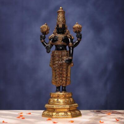 black venkateswara idol for home front view pure brass Devsabha