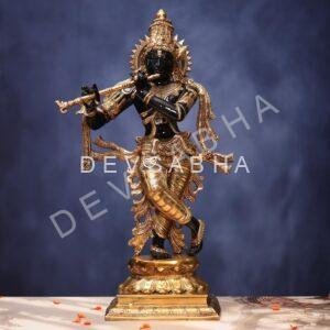 Brass black Krishna Idol 25 Inches