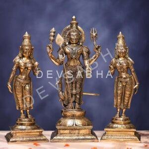 Brass Murugan with Devasena Valli Idol 19 Inches Height