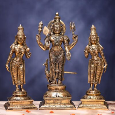 Brass Murugan with Devasena Valli Idol 19 Inches Height