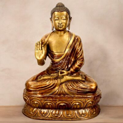 67 Inches Handmade Buddha in Vitarka Mudra Brass Statue