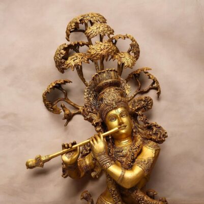 Brass Lord Krishna Statue With kadamb Tree (56 Inch)