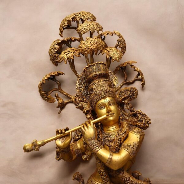 Brass Lord Krishna Statue With kadamb Tree (56 Inch)
