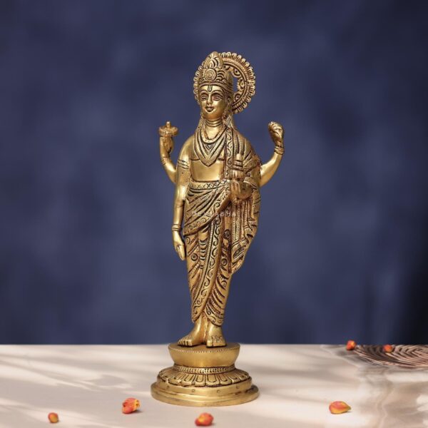 Brass Lord Dhanvantri Idol 12 Inch for Decor