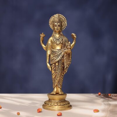 Brass Lord Dhanvantri Idol 12 Inch for Decor