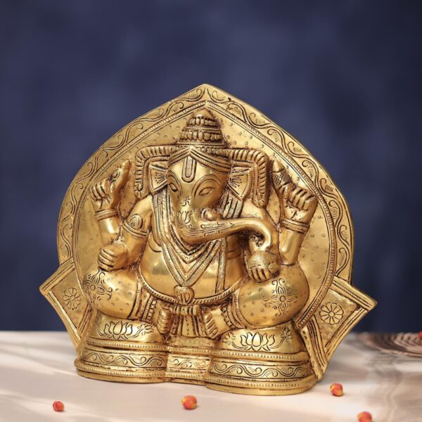 Brass Wall Hanging Ganesh Idol height 10 Inch for Spiritual Decor