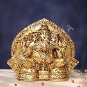 Brass Wall Hanging Ganesh Idol height 10 Inch for Spiritual Decor