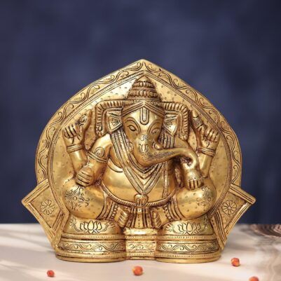Brass Wall Hanging Ganesh Idol height 10 Inch for Spiritual Decor
