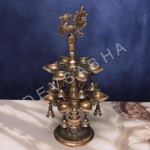 Antique Brass peacock lamp height  18 inches