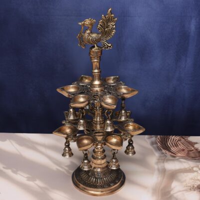 Antique Brass peacock lamp height  18 inches