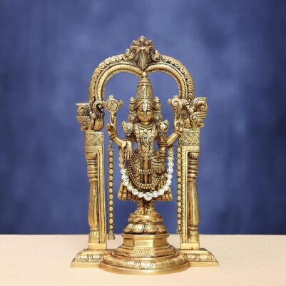 Tirupati Balaji idol with frame 14 inch pure brass Devsabha