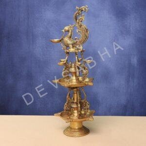 Brass peacock lamp  height 26.5 inches