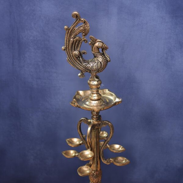 Antique Brass peacock lamp height 29 inches