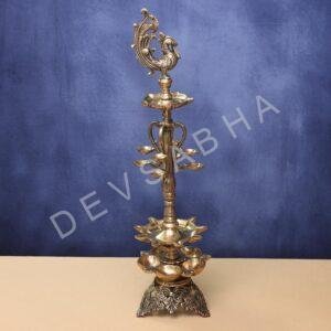 Antique Brass peacock lamp height  29 inches