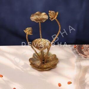 Brass Lotus Leaf with Buds 10.5 Inch Elegant and Beautiful Decorative Piece